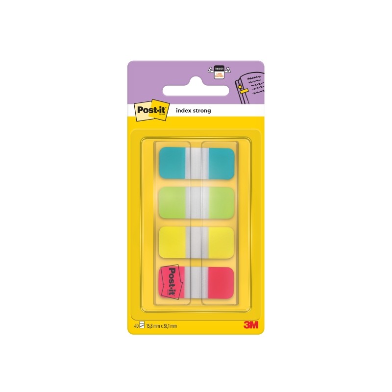 Dispenser per indici Post-It con 40 pennarelli riposizionabili - Forma rettangolare - Colori assortiti