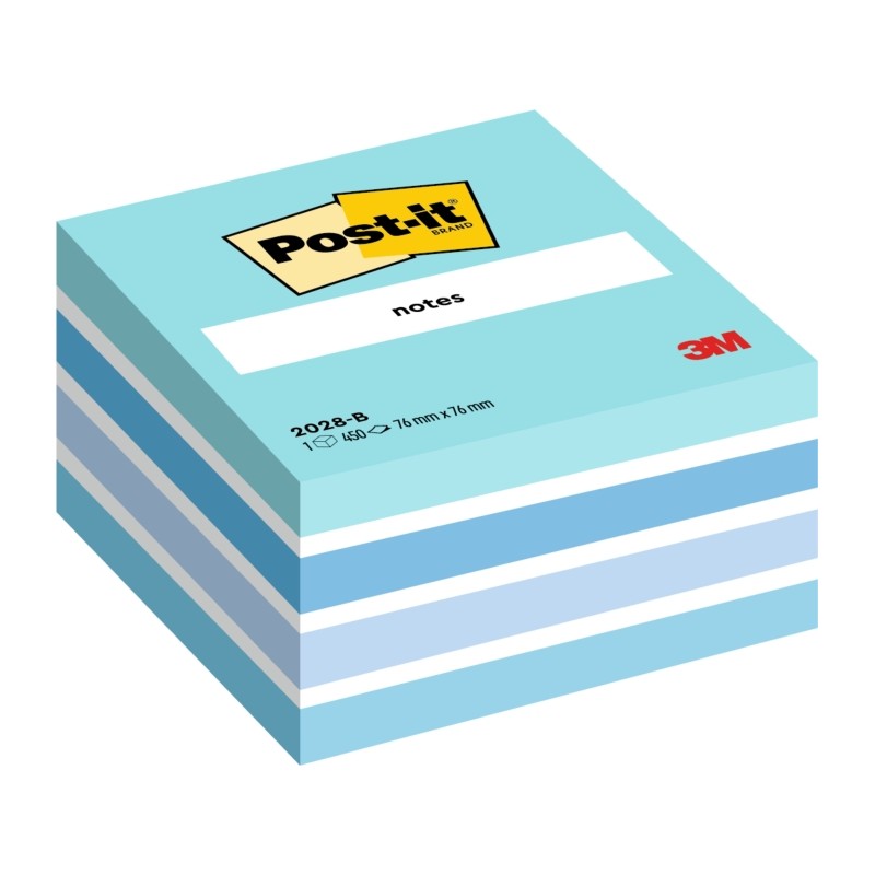 Cubo di 450 foglietti adesivi riposizionabili Post-It - Forma quadrata - 76x76 mm - Colori assortiti