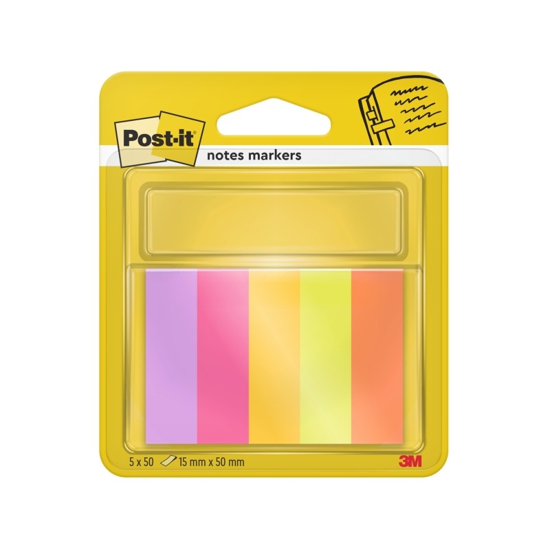 Post-It Pads 5 Confezioni da 50 pennarelli riposizionabili - Forma rettangolare - Colori assortiti
