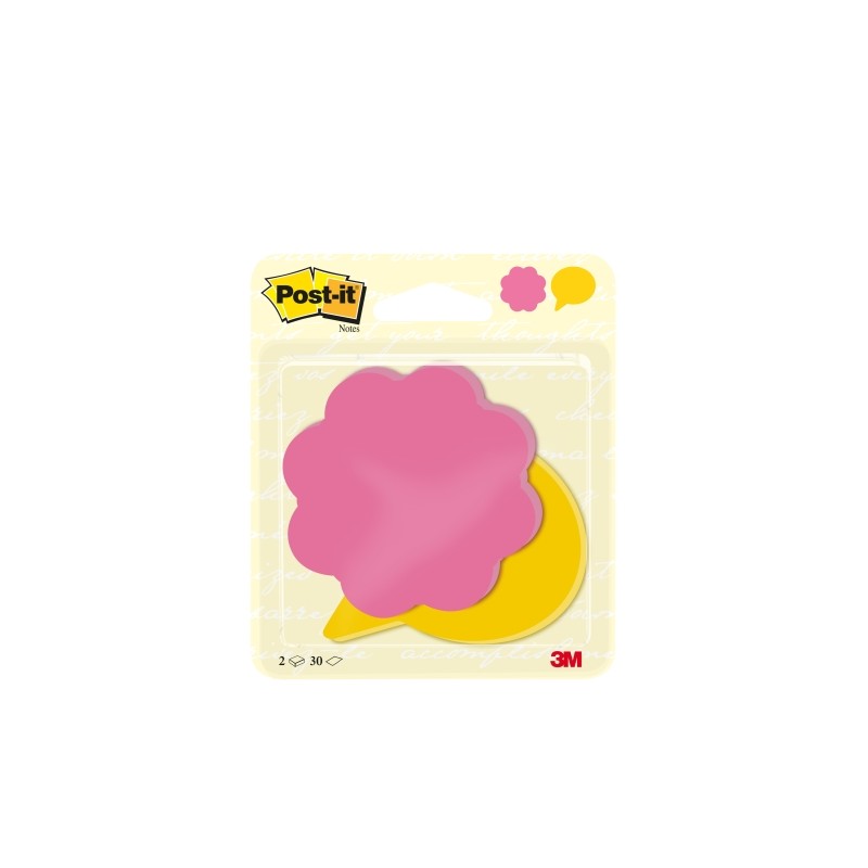 Post-It Confezione da 2 x 30 blocchetti fustellati a fiore - 72.5x72.5 mm - 100% PEFC - Colori assortiti