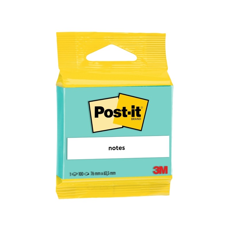 Blocco di 100 foglietti adesivi riposizionabili Post-It - Forma rettangolare - 63.5x76 mm - Colore verde