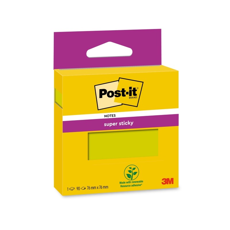 Post-It Super Sticky Sheet Pack/Book. 1 blocchetto di 90 foglietti adesivi riposizionabili - 76x76 mm - Colore verde