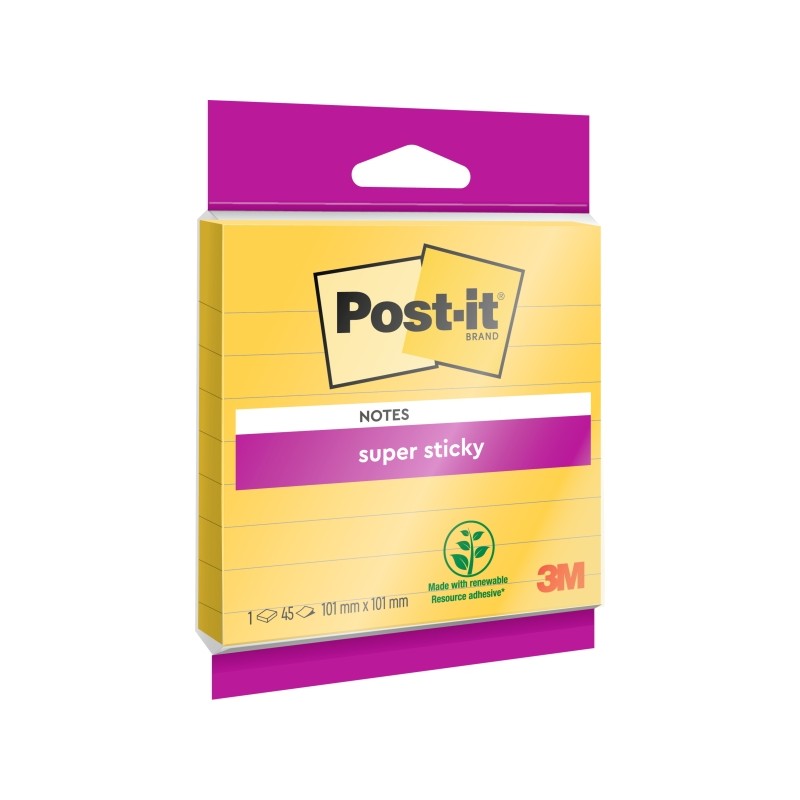 Post-It Super Sticky Pad di 45 note adesive riposizionabili - Forma quadrata - 101x101mm - Colore giallo