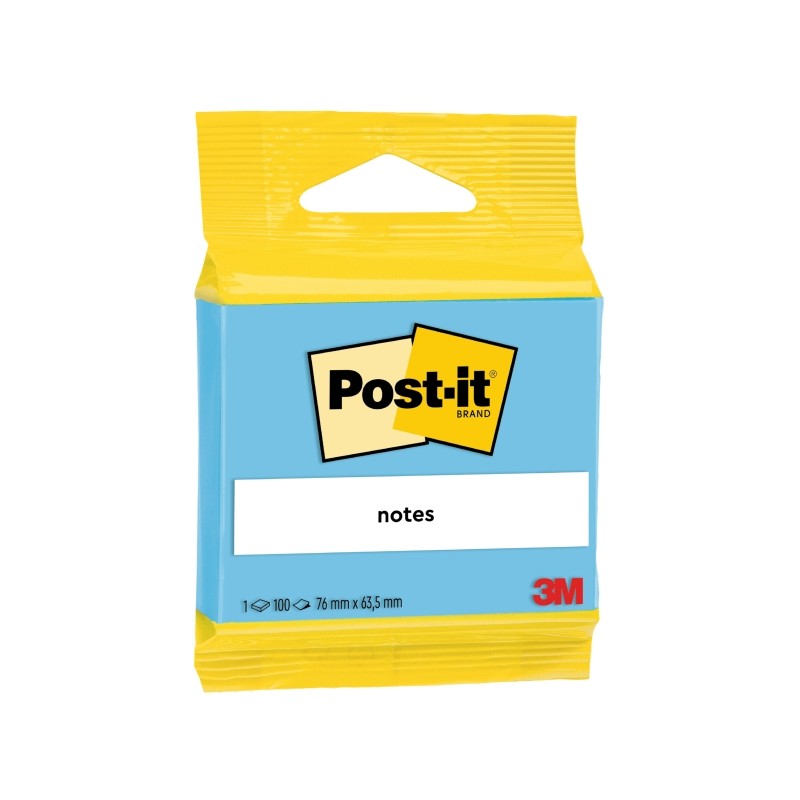 Blocchetto di 100 foglietti adesivi riposizionabili Post-It - Forma rettangolare - 63.5x76 mm - Colore blu