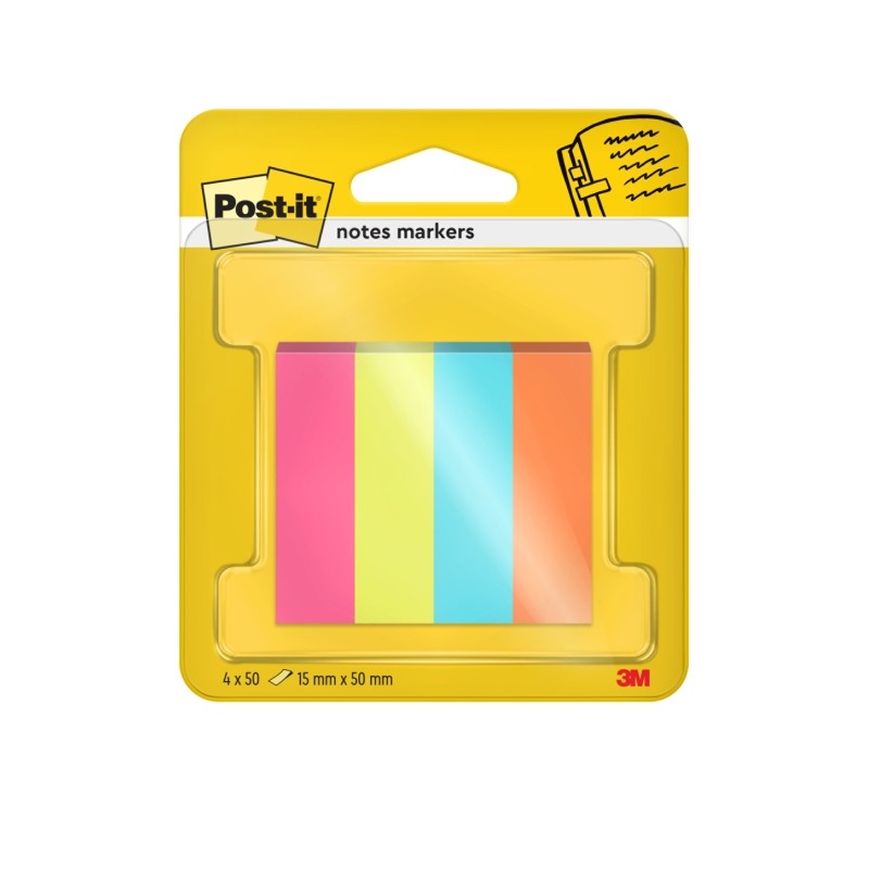 Post-It Pads Confezione da 50 pennarelli riposizionabili - Forma rettangolare - Colori assortiti