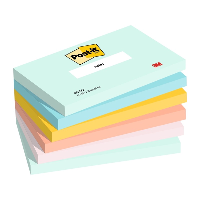 Post-It Post-It Pad 6 Confezioni da 100 foglietti adesivi riposizionabili - Forma rettangolare - 76x127 mm - Colori asso