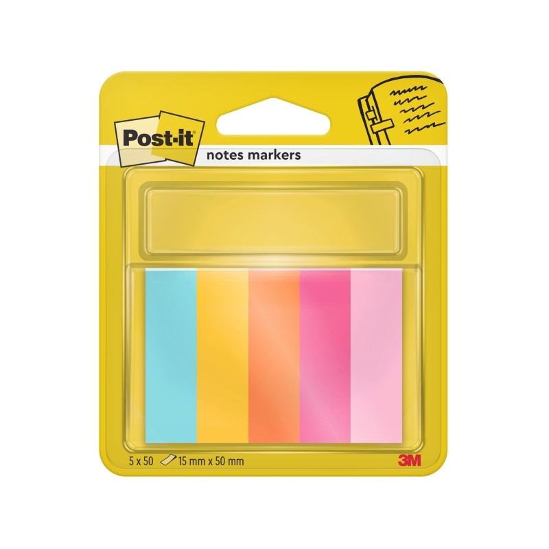 Post-It Pads 5 Confezioni da 50 pennarelli riposizionabili - Forma rettangolare - Colori assortiti