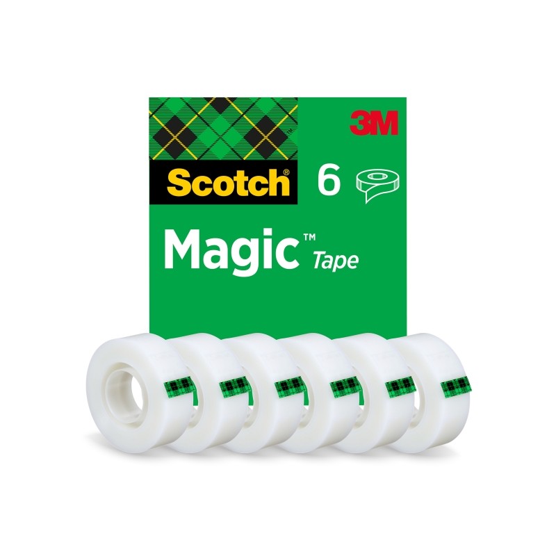 Scotch Magic 6 Confezioni da 6 nastri adesivi invisibili - 19 mm x 33 m - Colore trasparente