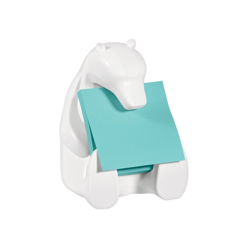 Dispenser Post-It Super Sticky con 2 blocchetti da 45 Z-Notes - Forma di orso - Forma quadrata - 76x76mm - Colore bianco