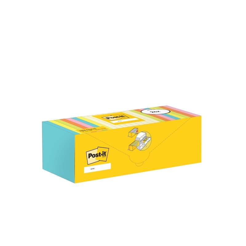 Confezione da 24 blocchetti di 100 foglietti adesivi riposizionabili Post-It - 76x76 mm - 100% PEFC - Colori assortiti