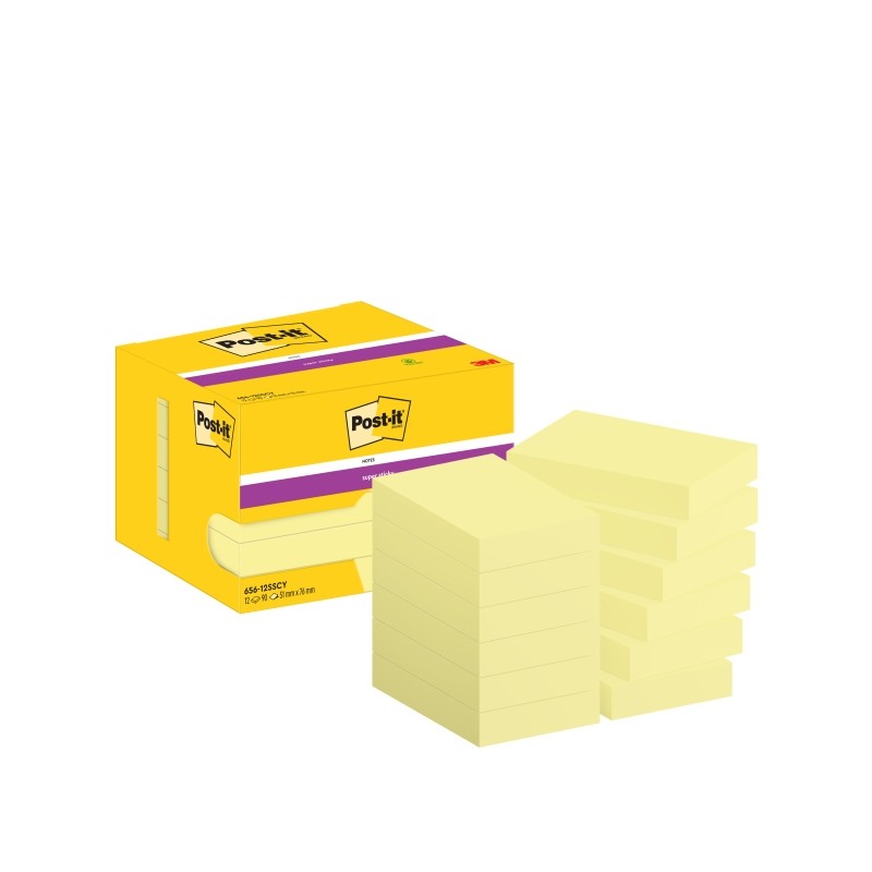 Post-It Super Sticky Confezione da 12 blocchetti di 90 foglietti adesivi riposizionabili - 51x76 mm - Confezione in cart