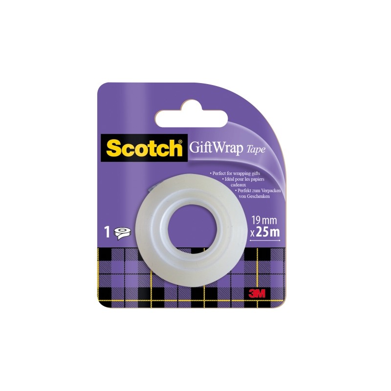 Scotch Giftwrap Nastro adesivo satinato - Ricarica - 19 mm x 25 m - Nastro speciale per confezioni regalo - Bianco