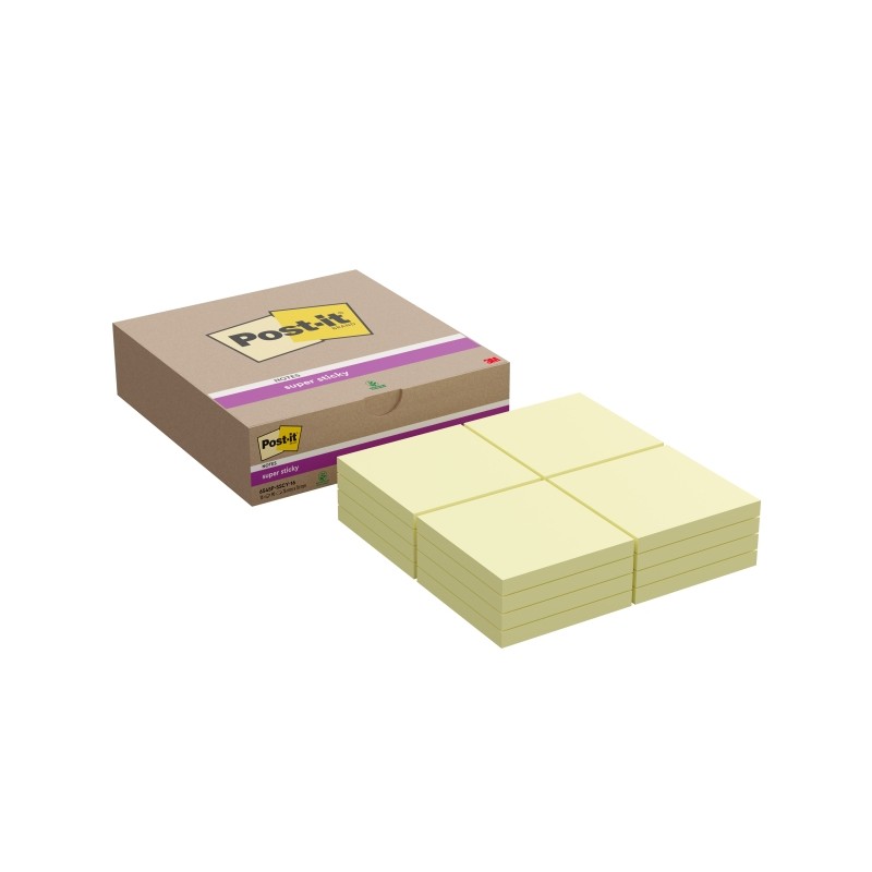 Post-It Super Sticky Confezione da 16 blocchetti di 90 foglietti adesivi riposizionabili - 76x76 mm - Giallo chiaro