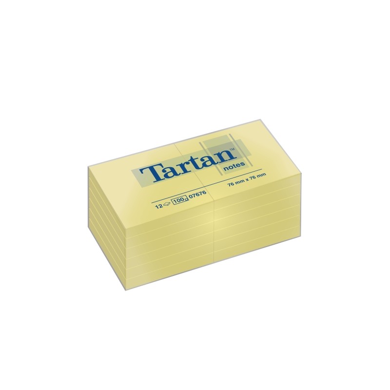 Confezione da 12 blocchetti di 100 foglietti adesivi riposizionabili - 76x76 mm - 100% PEFC - Colore giallo chiaro