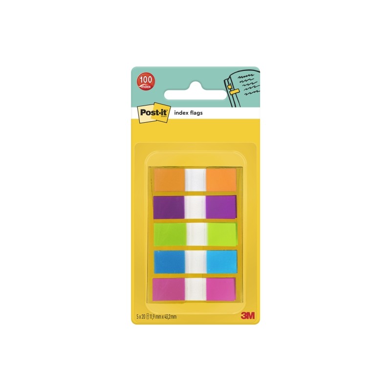 Dispenser per indici Post-It con 100 pennarelli riposizionabili - Forma rettangolare - Colori assortiti