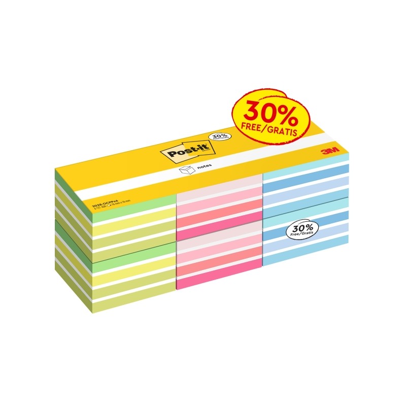 Confezione da 6 cubi di 450 foglietti adesivi riposizionabili Post-It - Forma quadrata - Colori assortiti