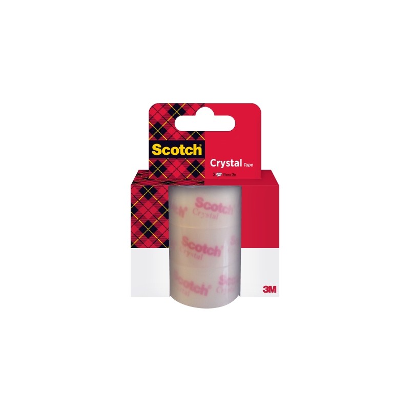 Nastri adesivi Scotch Crystal 3 Pack - Ricarica - 19 mm x 25 m - Colore trasparente