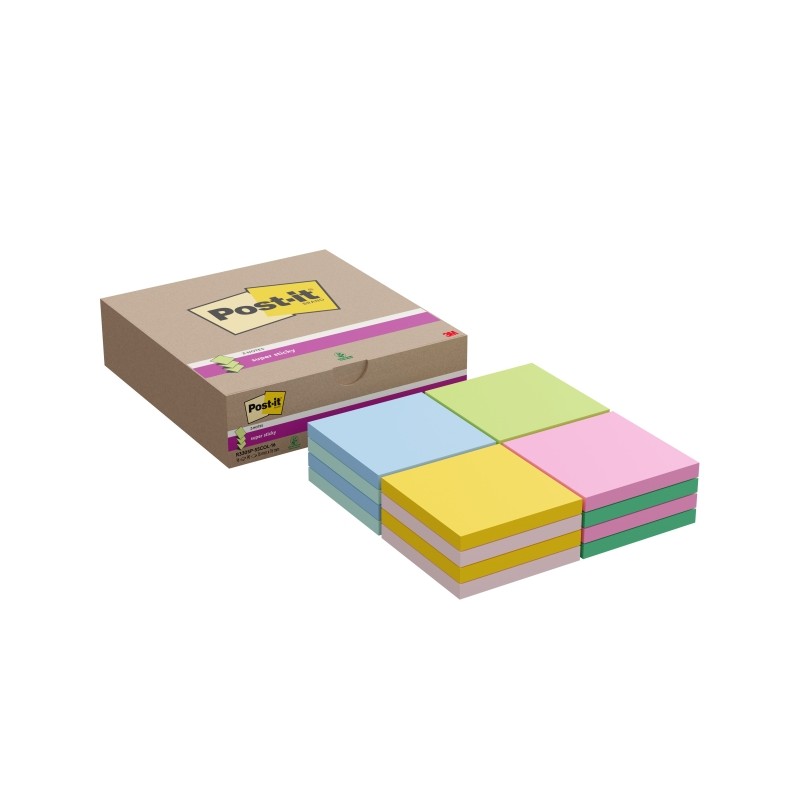 Post-It Super Sticky Confezione da 16 blocchetti di 90 foglietti adesivi riposizionabili - Forma quadrata - 76x76 mm - Z