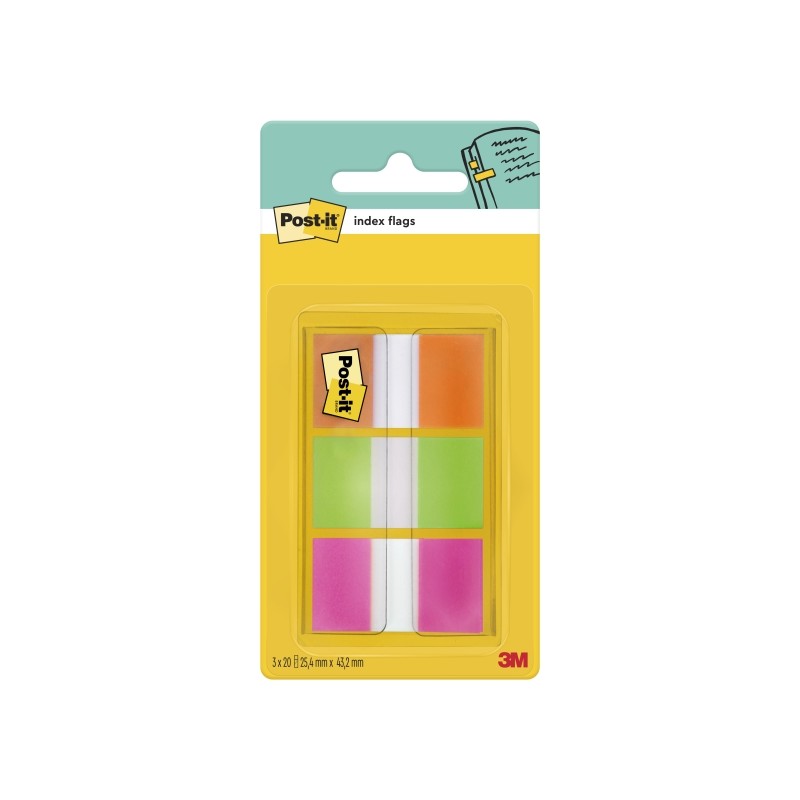 Dispenser per indici Post-It con 60 pennarelli riposizionabili - Forma rettangolare - Colori assortiti