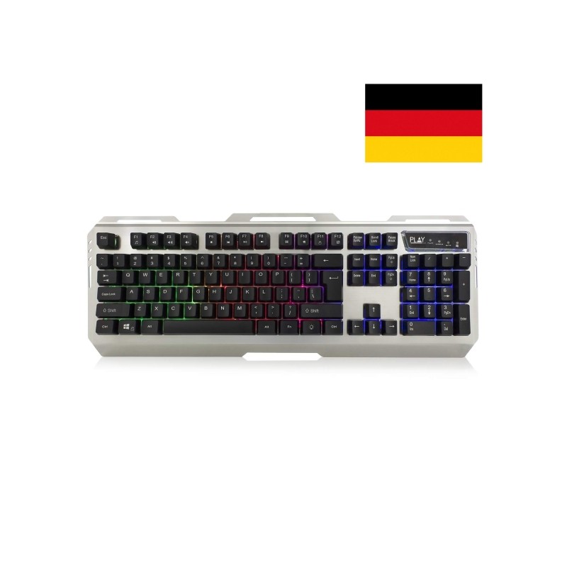 Tastiera da gioco Ewent - Illuminazione RGB - Layout QWERTZ DE tedesco - Custodia in metallo - 12 tasti multimediali - C