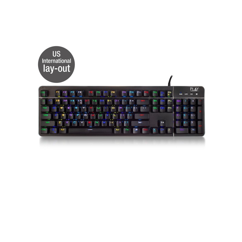 Tastiera meccanica da gioco Ewent - Illuminazione RGB - Layout inglese QWERTY US - Copertura in alluminio - Cavo da 1.5 