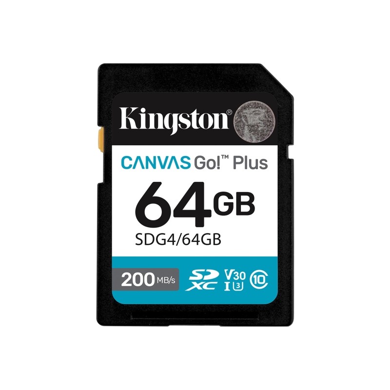 Kingston SDXC 64GB UHS-I U3 V30 Scheda SDXC Classe 10 200MB/s Canvas Go Plus