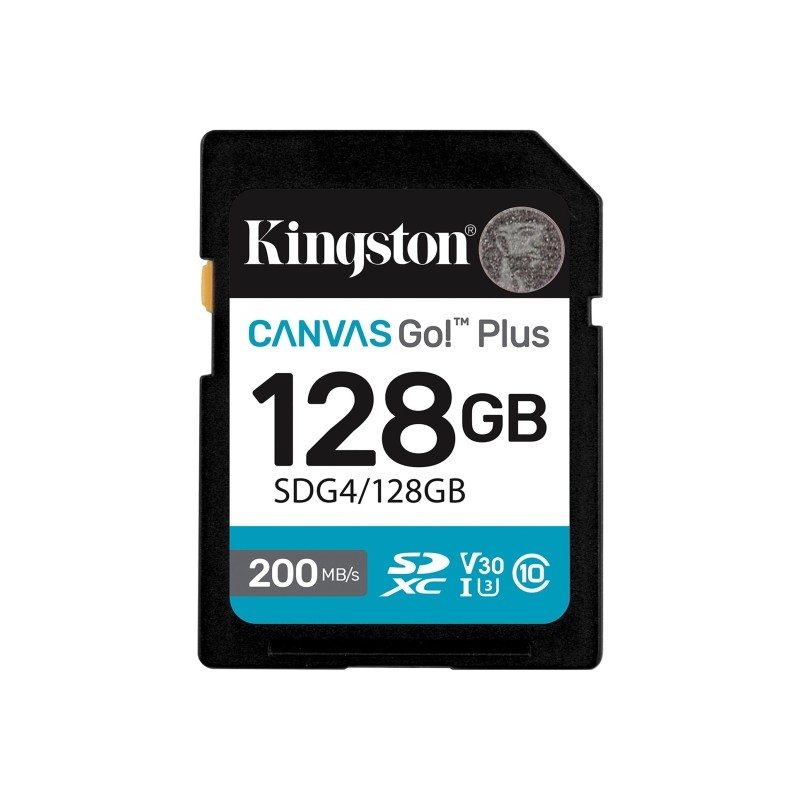 Kingston SDXC 128GB UHS-I U3 V30 Classe 10 200MB/s Canvas Go Plus Scheda SDXC 128GB UHS-I U3 V30 Classe 10 200MB/s Canva