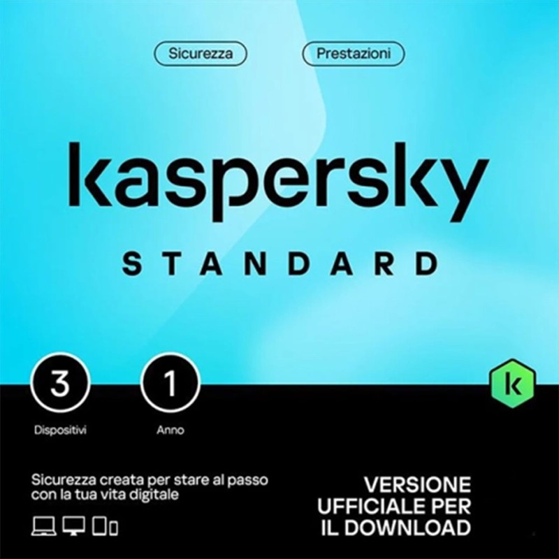 Kaspersky Standard Antivirus Protection Card (3 Dispositivi. 1 Anno. card fisica)