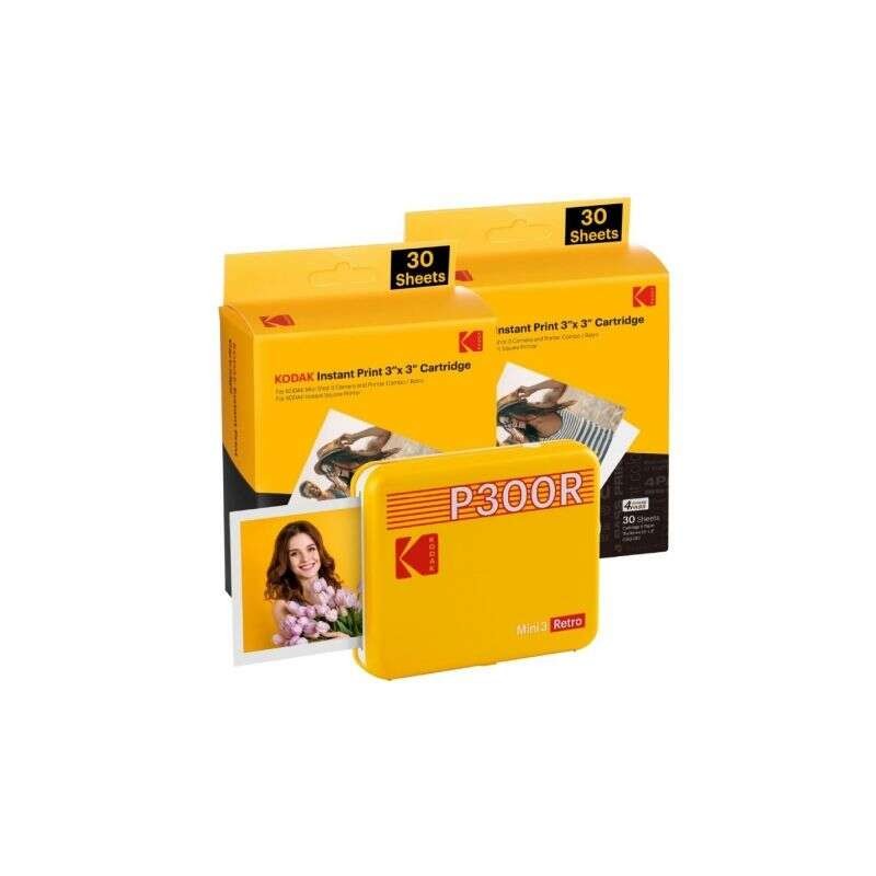 Confezione stampante fotografica portatile Kodak Mini 3 Retro Bluetooth + 60 fogli di carta fotografica - Formato di sta