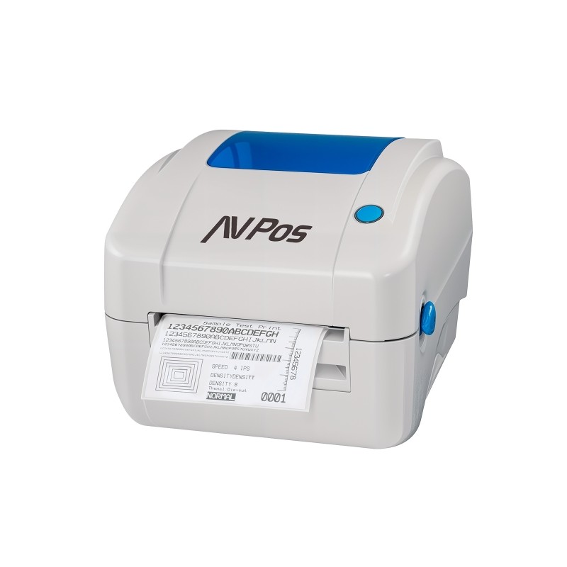 Stampante termica per etichette AVPos E49 - Velocità 102 mm/s - Risoluzione 300 DPI - USB e LAN - Colore grigio