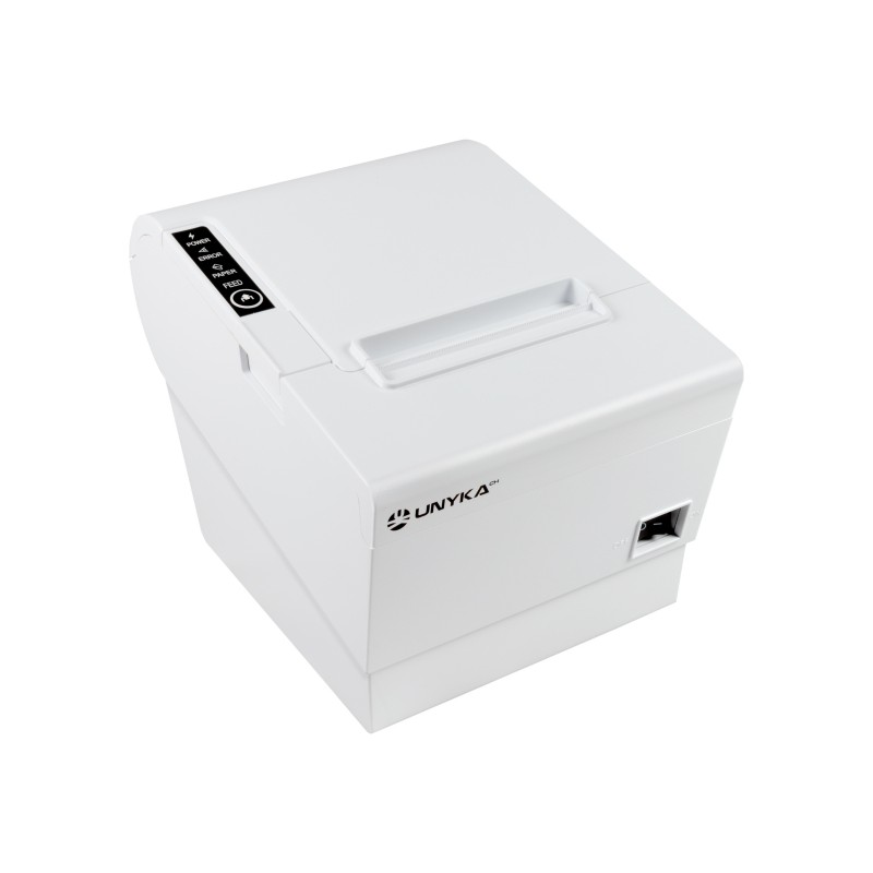 Stampante termica per ricevute Unykach POS5 bianca - Velocità 230 mm/s - USB. RJ-45. RJ-12 e RJ11