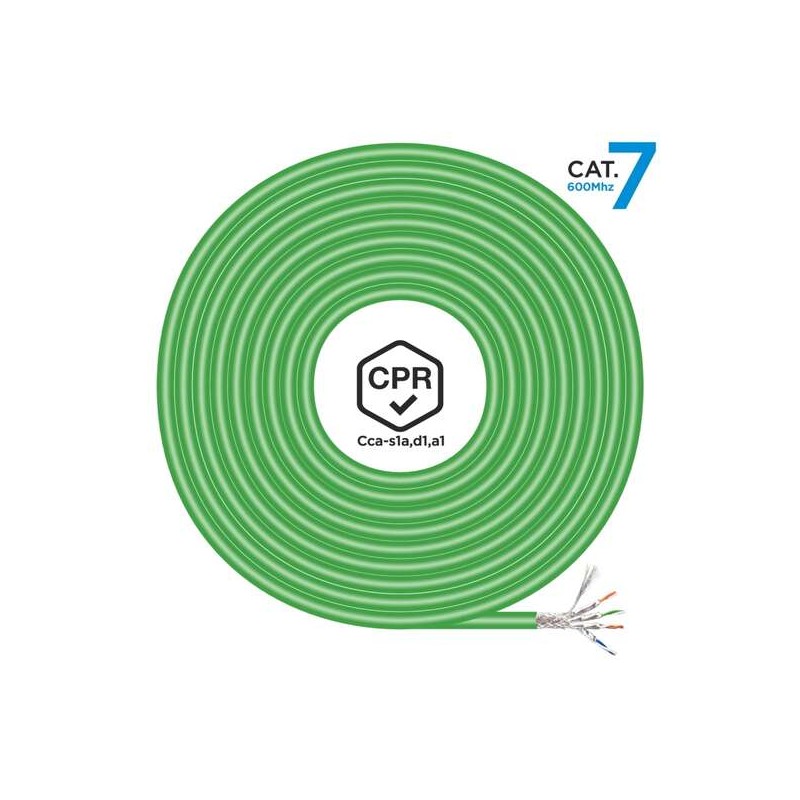 Cavo di rete Aisens RJ45 LSZH CPR Cca CAT.7 600 MHZ S/FTP AWG23 - 500M - Colore verde