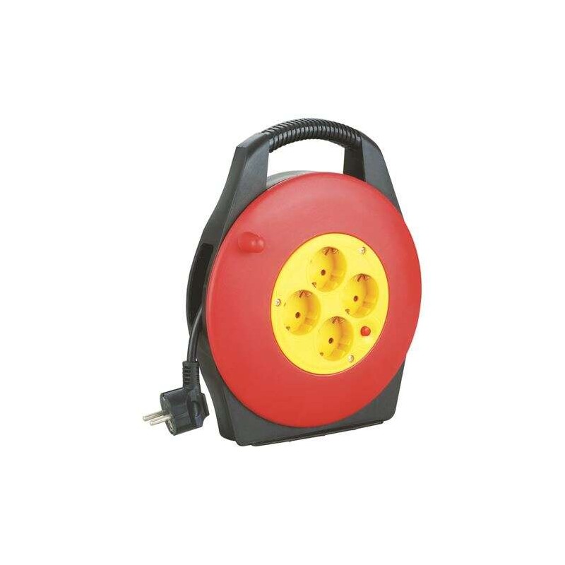 Avvolgitore di prolunga Elbat con protezione termica - 4 Shuko - Carico massimo in bobina 1100 W. srotolato 3200 W - Cav