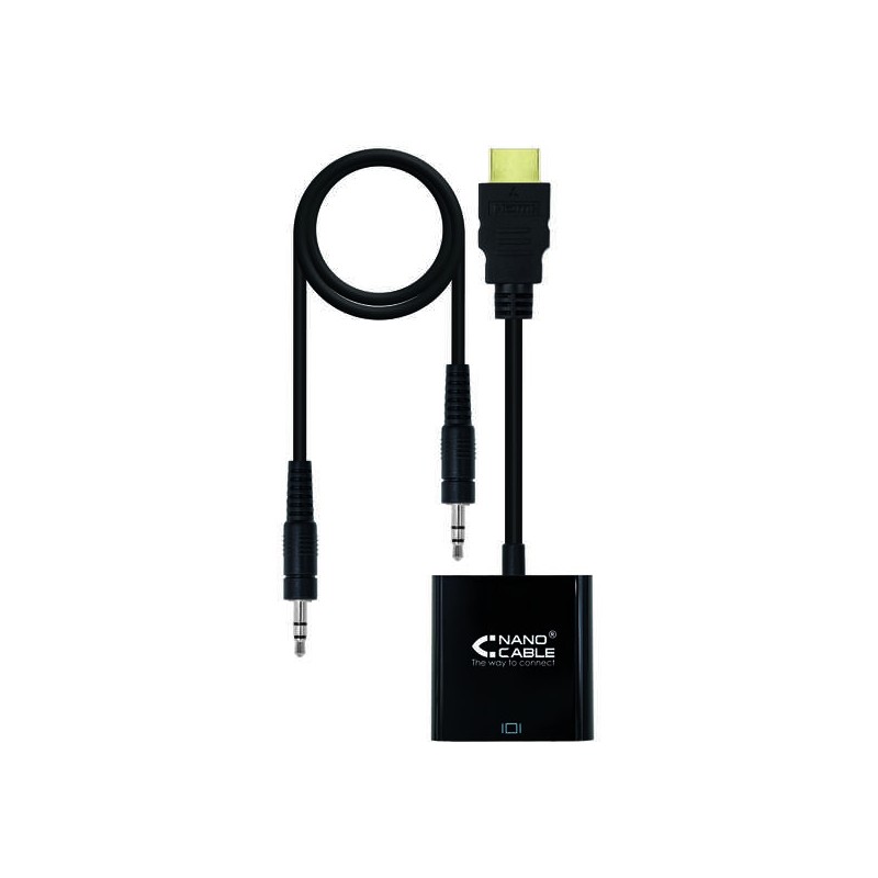 Convertitore Nanocable  da HDMI a SVGA+audio - HDMI A/M-SVGA/H+Jack 3.5/H - 10 cm+1.0 m - Colore nero