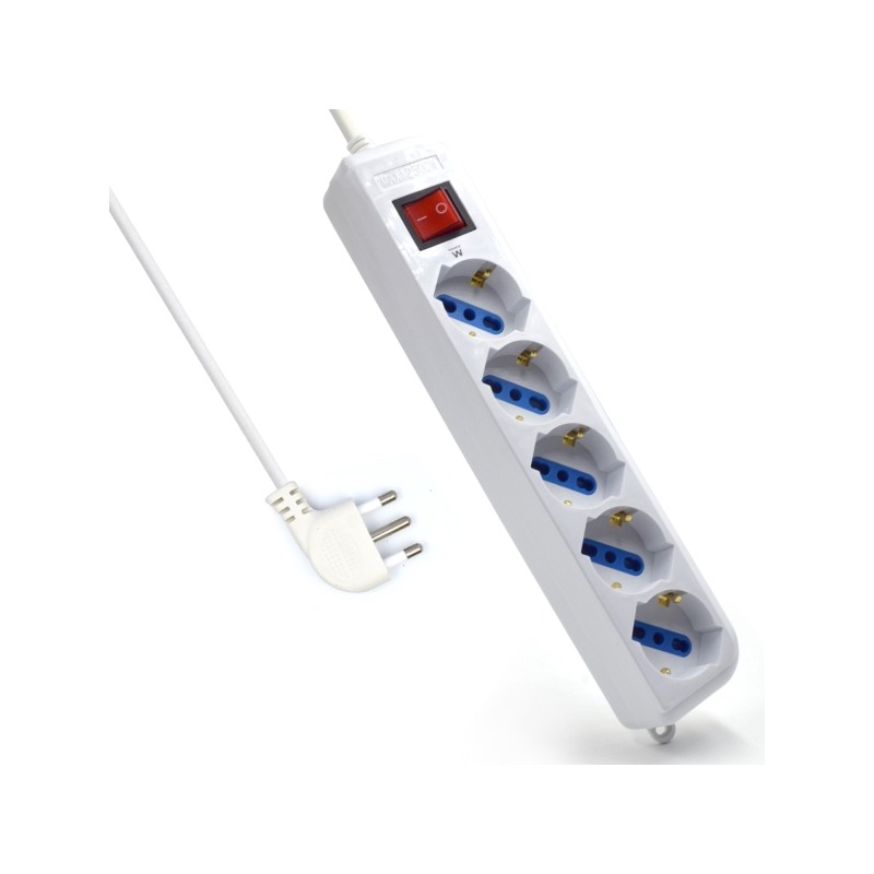 Striscia elettrica Ewent con 6 prese tipo L/F (Schuko) 10/16A - Interruttore di alimentazione - Protezione da sovratensi