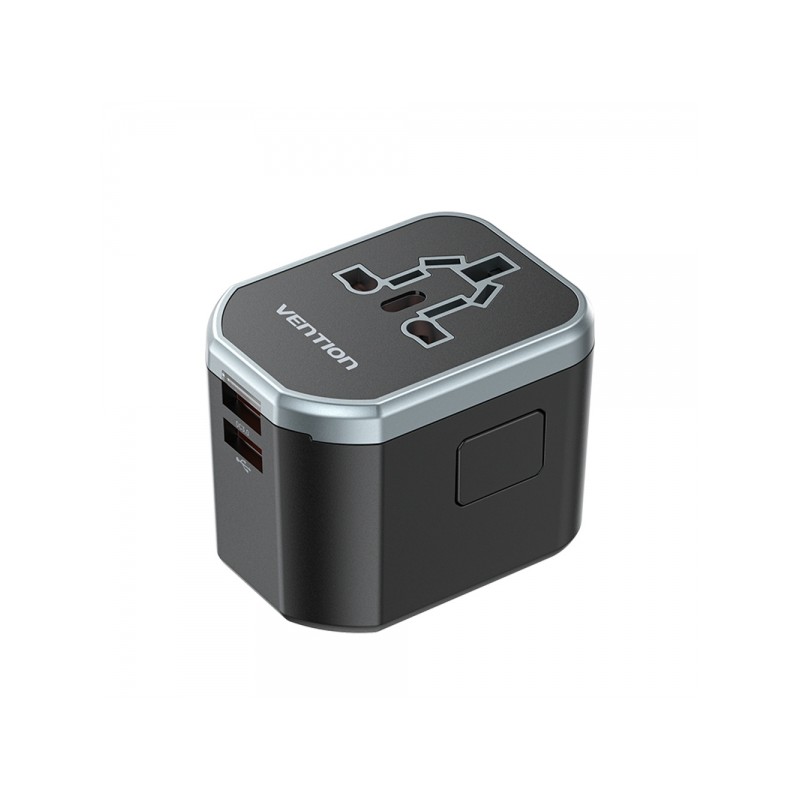 Caricabatterie da viaggio universale Vention - da 1xUSB-C a 2xUSB - 20W - Colore nero