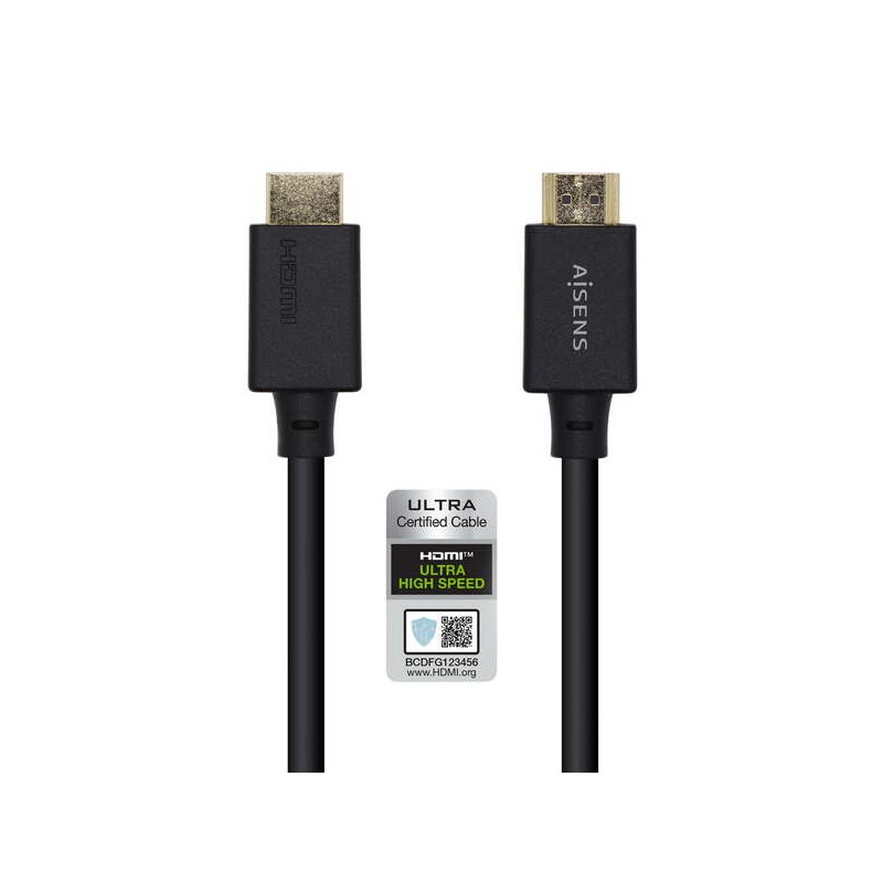 Cavo HDMI Aisens V2.1 certificato Ultra High Speed 8K@60Hz 48Gbps - A/MA/M - 1.5 m - Colore nero