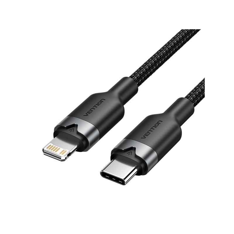Vention Cavo da USB-C a Lightning 3A 27W - 1m - Intrecciato - Nero - Colore nero