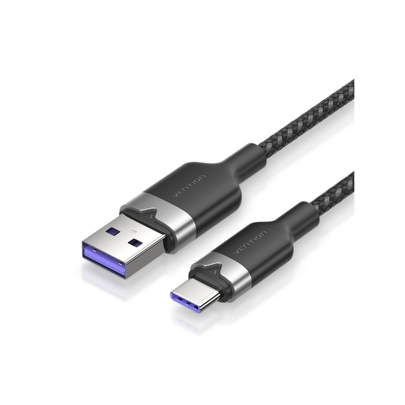 Vention USB-C 2.0 a USB-A 6A 100W - 1 m - Nero - Intrecciato
