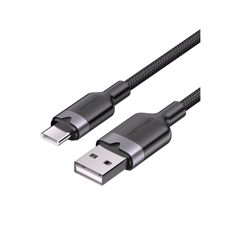 Vention USB-C 2.0 a USB-A 3A 60W - 1 m - Nero - Intrecciato