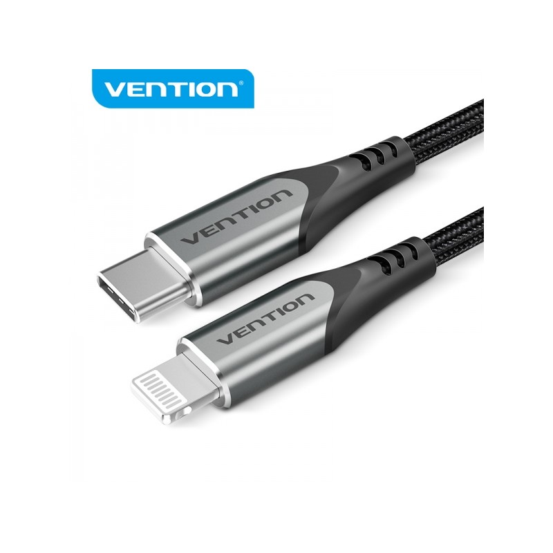 Vention Cavo da USB-C a Lightning 3A 27W 480Mbps MFi - 2 m - Grigio