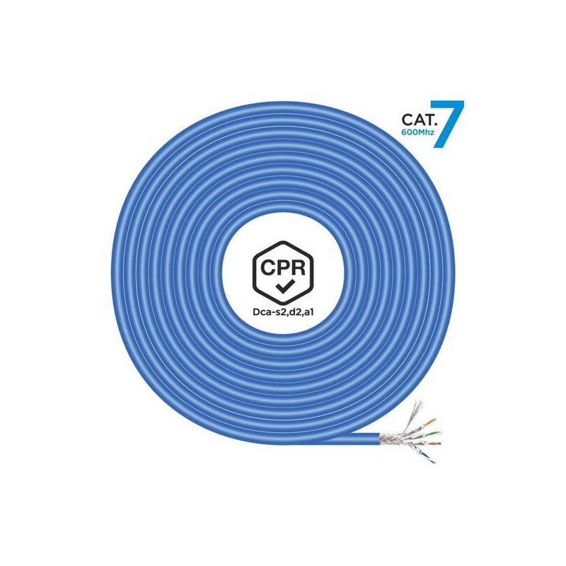 Cavo di rete Aisens RJ45 LSZH CPR Dca CAT.7 600 MHZ S/FTP AWG23 - 500M - Colore blu