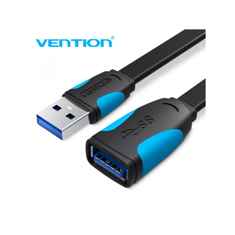 Vention Cavo di prolunga piatto da USB 3.0 maschio a USB femmina - 2 m - Nero e blu - Nero e blu