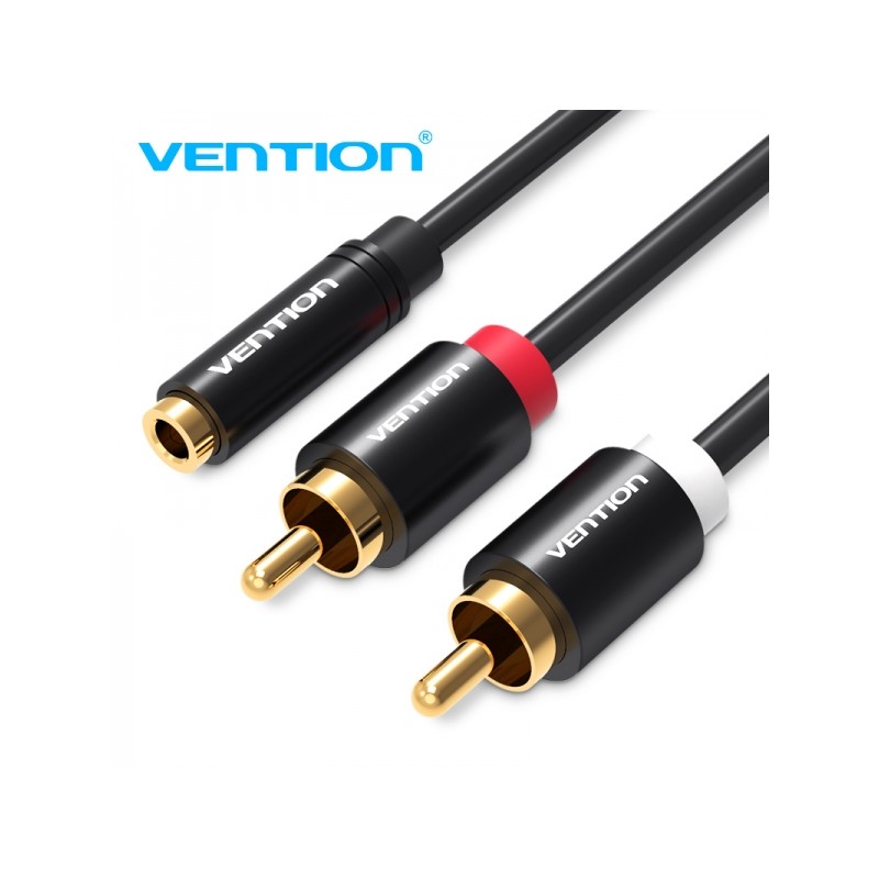 Vention Cavo stereo da Jack 3.5 femmina a 2x RCA maschio - 1 m - Colore nero