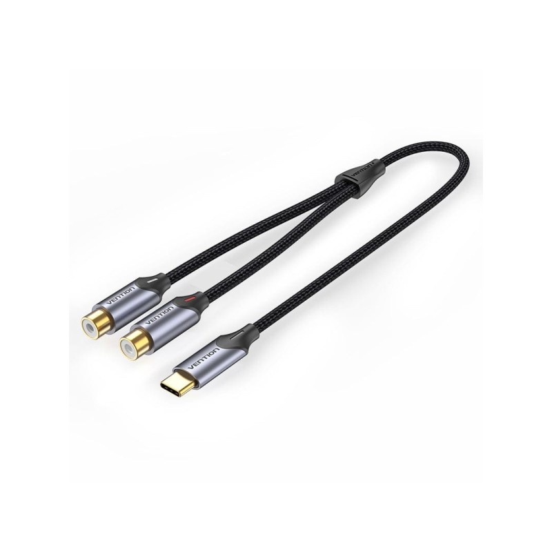 Vention Cavo da USB-C a 2xRCA femmina - 0.5 m - Intrecciato - Colore grigio