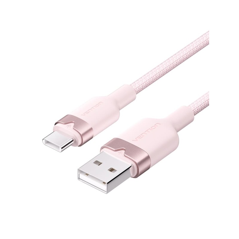 Vention USB-C 2.0 a USB-A 3A 60W - 1m - intrecciato - Rosa - USB-C 2.0 a USB-A 3A 60W - 1m - intrecciato - Rosa