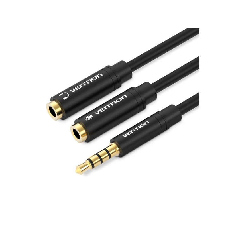 Vention Cavo splitter stereo da Jack 3.5 maschio a 2x Jack 3.5 femmina - 0.3 m - Colore nero