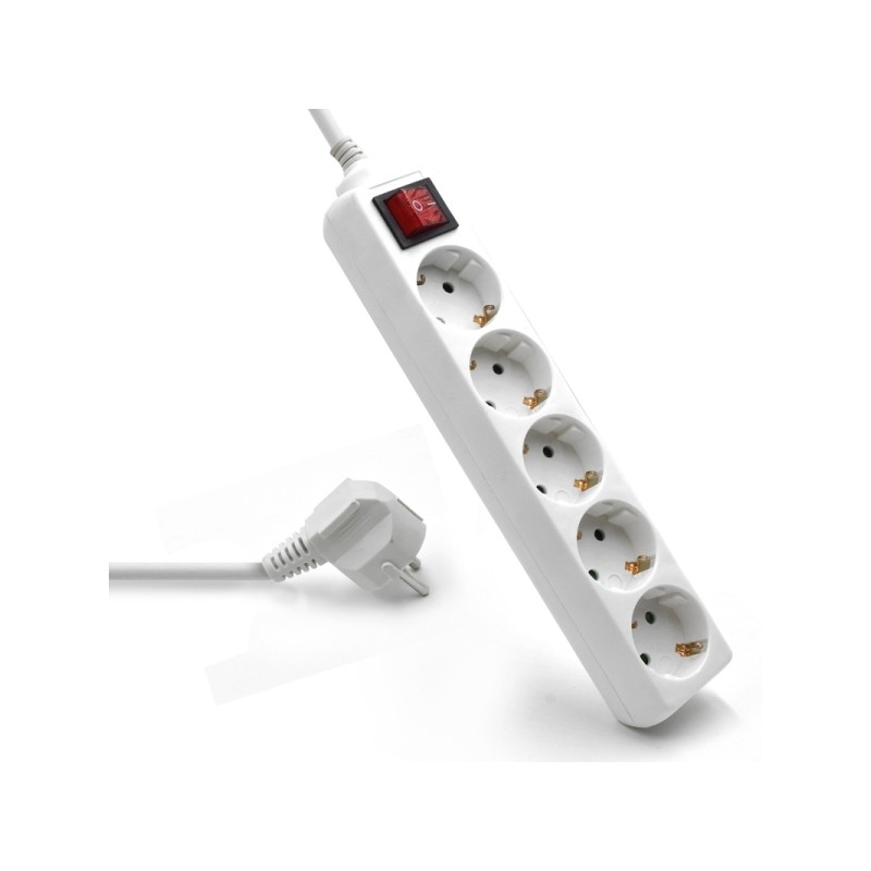 Striscia elettrica Ewent - 5 prese - Versione Schuko - 16A con interruttore on/off - Colore bianco