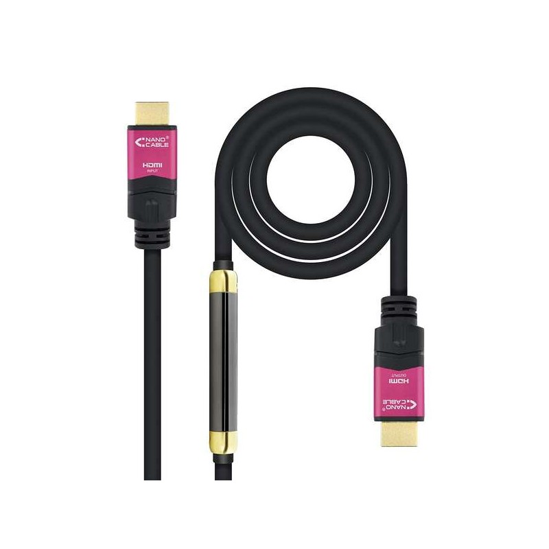 Cavo Nanocable HDMI v2.0 Maschio con Ripetitore a HDMI v2.0 Maschio 30 m - 4K@60Hz 18 Gbps - Alta Velocità - Colore Ner