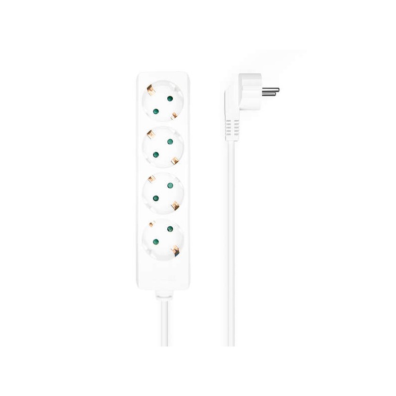 Aisens Multipresa Multipresa a 4 Uscite senza Interruttore con Cavo 3×1.5mm2 - 1.4m - Colore Bianco